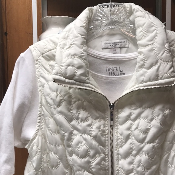 Christopher & Banks Ivory Quilted Zipper Vest P/S - Picture 11 of 12